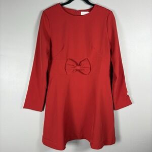 Shop the Mint Women's Medium Red Fit And Flare Bow Long Sleeve Lined Mini Dress